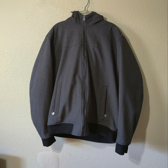 Levi's Bomber Jacket Heather Charcoal Gray Hooded Sherpa Lined XL